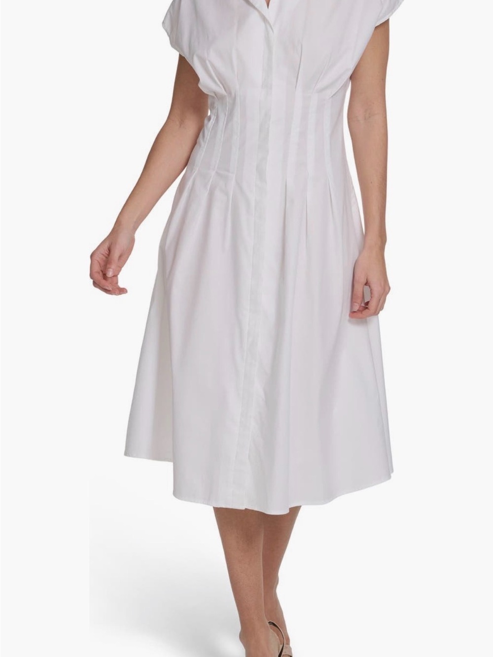 Calvin Klein White Button-Front Midi Shirt Dress